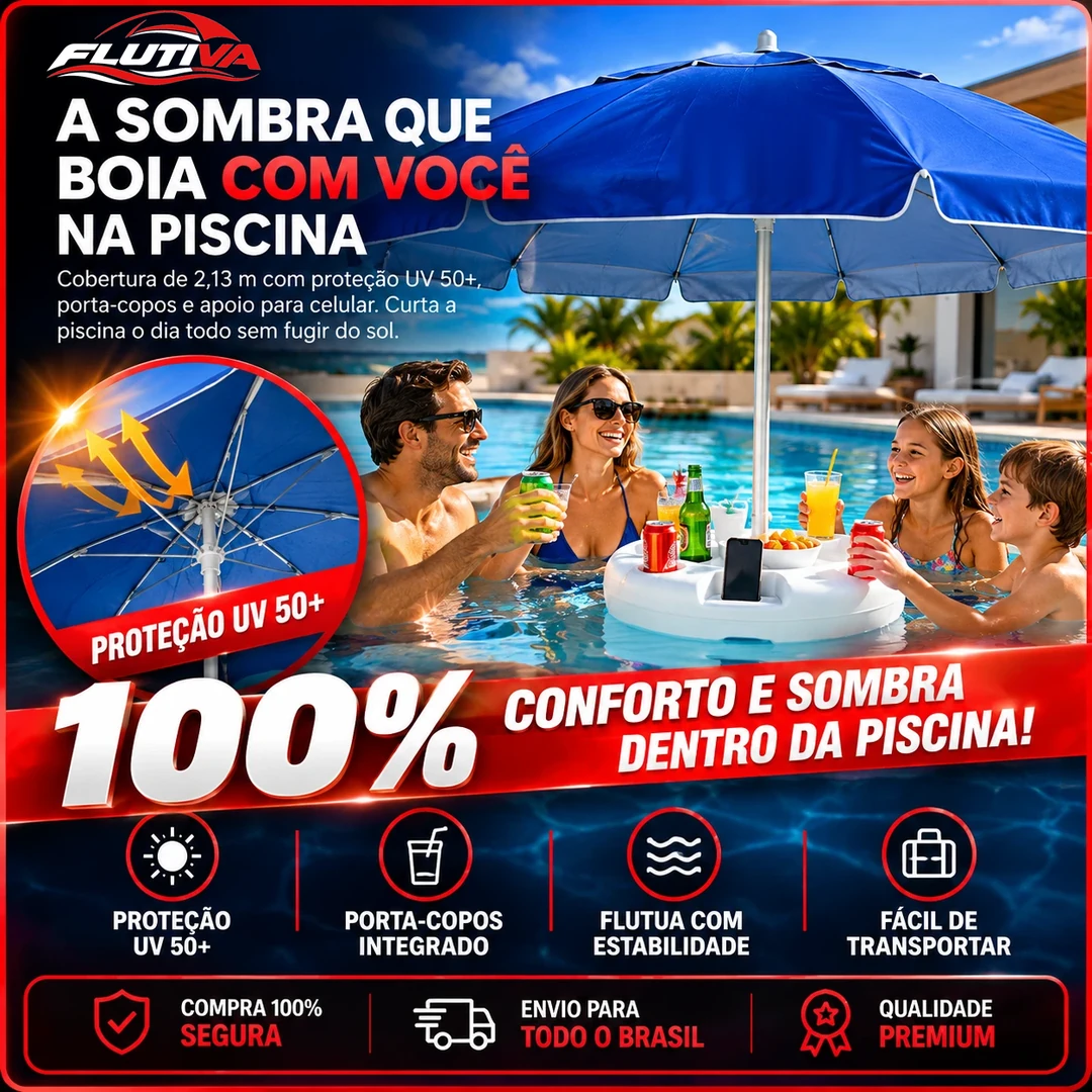 Guarda-sol flutuante Flutiva na piscina